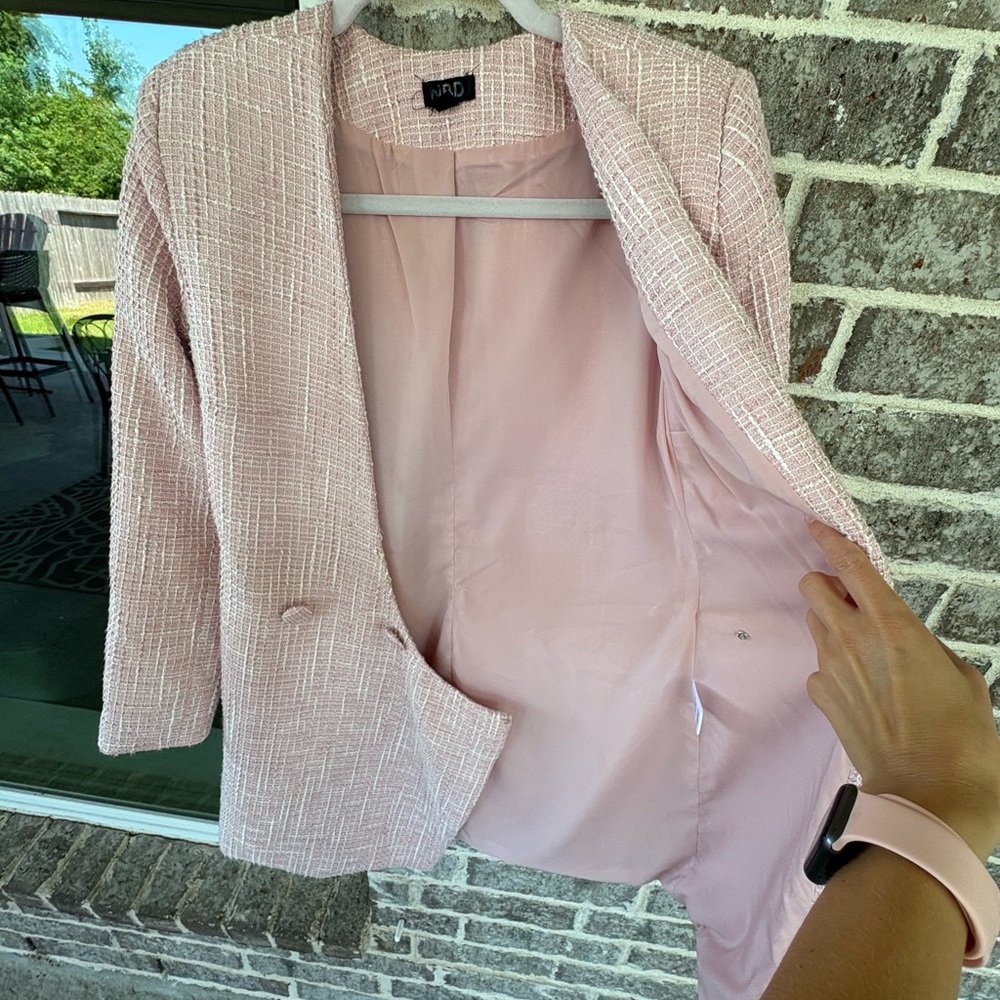 Revolve NBD Elegant Pink Tweed Women's Coat Dress - Picture 10 of 16